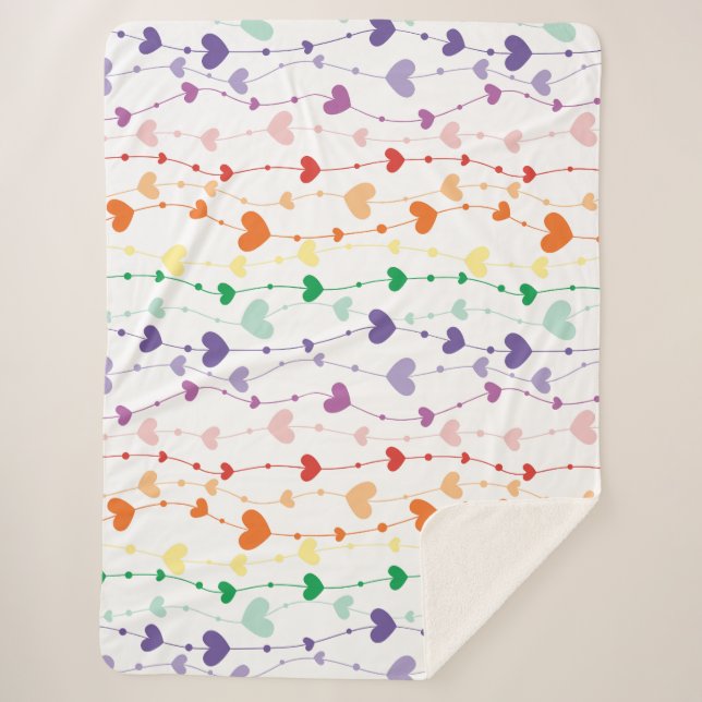 Hübsche Rainbow Hearts Pattern Kids Sherpadecke (Vorderseite)