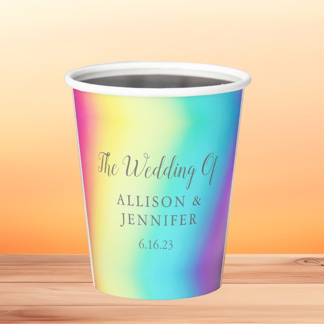 Hübsche Rainbow-Hochzeit Personalisiert Pappbecher (Von Creator hochgeladen)