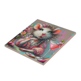 Hübsche Rattendame mit Martini-Beatmung Fliese