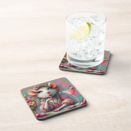 Hübsche Rattendame mit Martini-Beatmung Getränkeuntersetzer