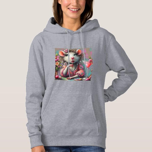 Hübsche Rattendame mit Martini-Beatmung Hoodie (Vorderseite)
