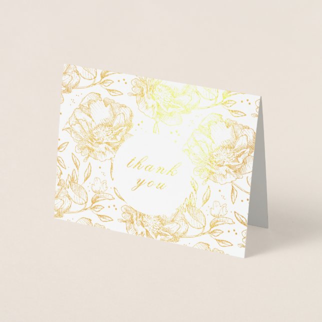Hübsche Real Gold Foil Blume Vielen Dank Folienkarte (Vorderseite)