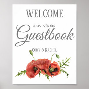 Hübsche Red Poppies Hochzeitsbuch drucken Poster