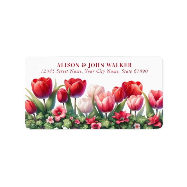 Hübsche Red Tulips Rücksendeadressen-Aufkleber Adressaufkleber (Vorne)