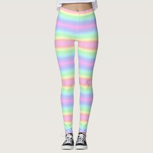 Hübsche Regenbogenfarben Streifen Leggings (Vorderseite)