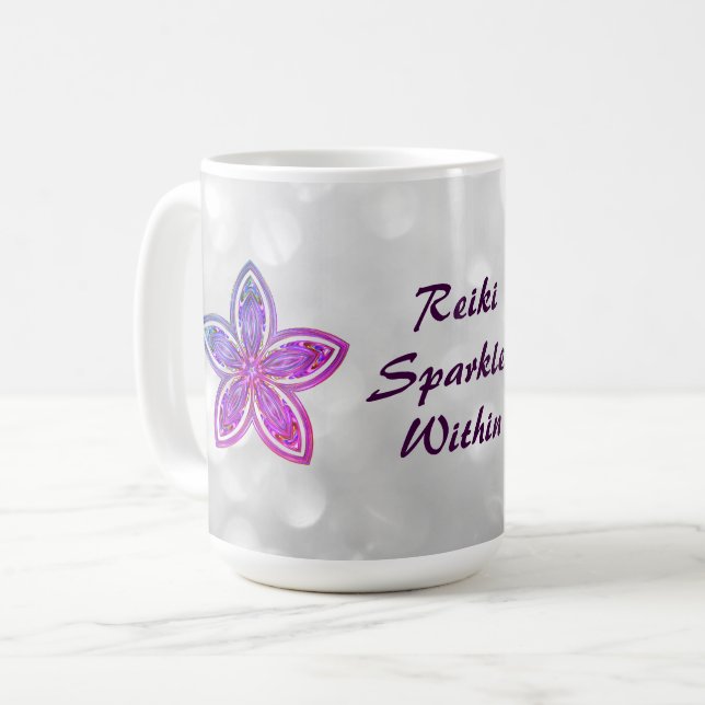 Hübsche Reiki Blume Mandala Design Kaffeetasse (Vorderseite Links)