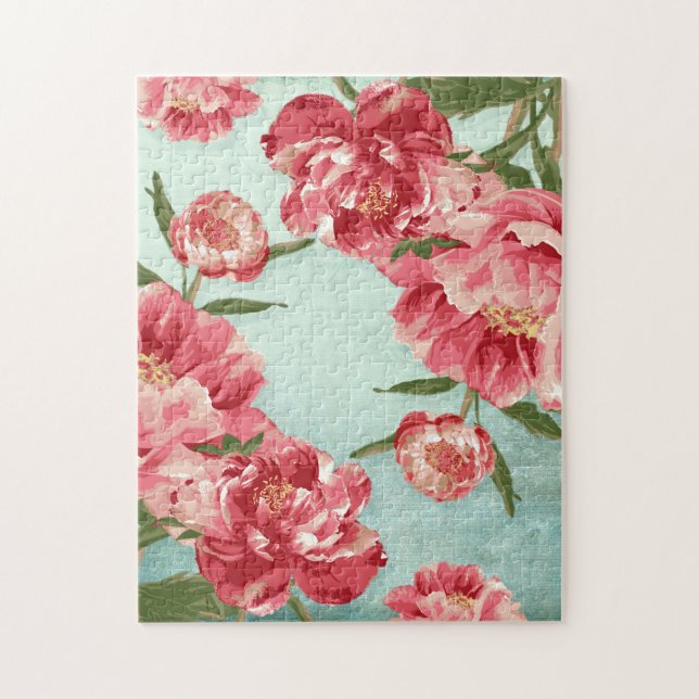 Hübsche Retro-Blume Chintz Peonies Personalisiert (Vertikal)