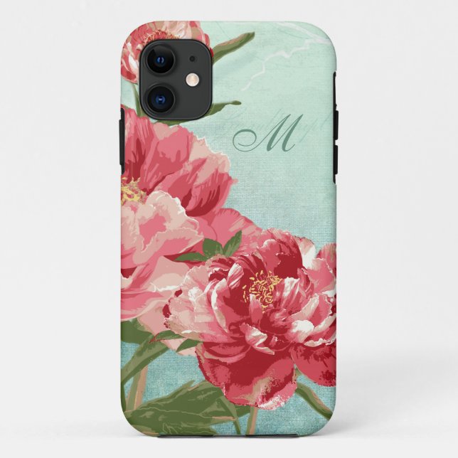 Hübsche Retro Blume Wohngestaltung Chintz Peony n  Case-Mate iPhone Hülle (Rückseite)