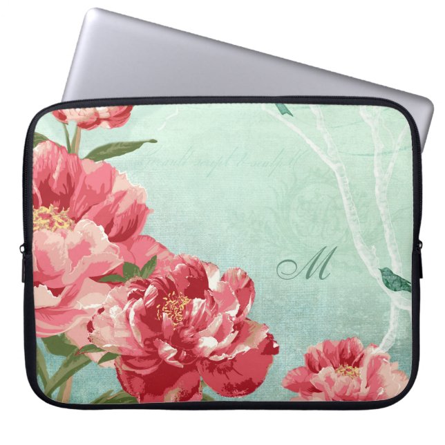 Hübsche Retro Blume Wohngestaltung Chintz Peony n  Laptopschutzhülle (Vorderseite)