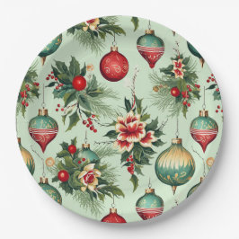 Hübsche Retro-Feiertage, Blumenweihnachtsfeiern Pappteller
