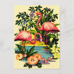 Hübsche Retro-Flamingos Poolparty-Einladungen Einladung