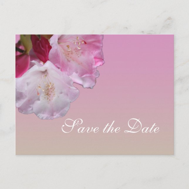 Hübsche Rhododendron-Blume Save the Date Ankündigungspostkarte (Vorderseite)