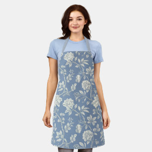 Hübsche Romantische Blaue Creme Blumen   Schürze