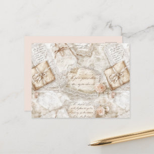 Hübsche romantische elfenbeinfarbene Rosen Liebesb Postkarte