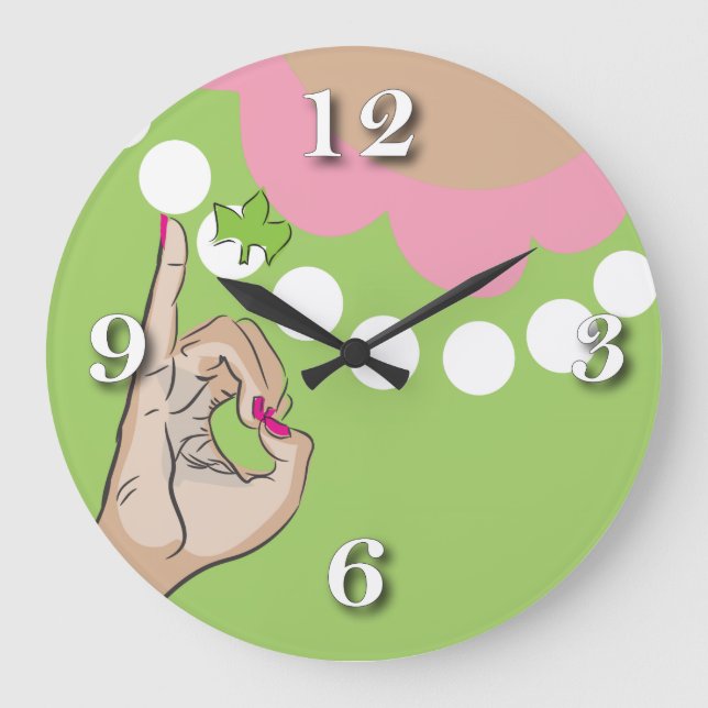 Hübsche rosa Abbildung Große Wanduhr (Vorderseite)