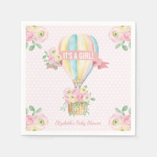 Hübsche rosa Abenteuer-Heißluft-Ballon-Baby-Dusc Serviette