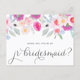 Hübsche rosa Anemonen werden Sie mein Jr. Bridesma Einladungspostkarte