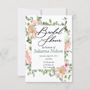 Hübsche rosa Aquarell-Blumen-Einladung Einladung