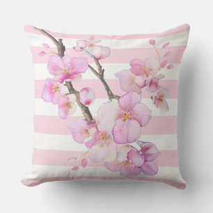 Hübsche Rosa Aquarellkirschblütenstreifen Kissen