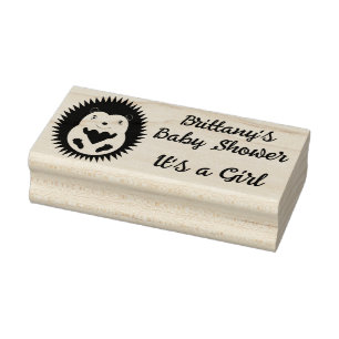 Hübsche rosa Baby-Mädchen-Igel-Baby-Party Gummistempel