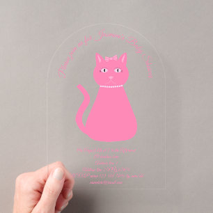 Hübsche rosa Baby-Mädchen-Katze individuelle Babyp Acryleinladungen