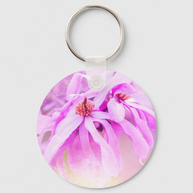 Hübsche rosa Blume blüht Schlüsselanhänger (Vorderseite)