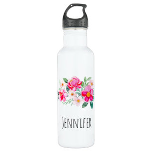 Hübsche rosa Blume Bouquet Edelstahlflasche