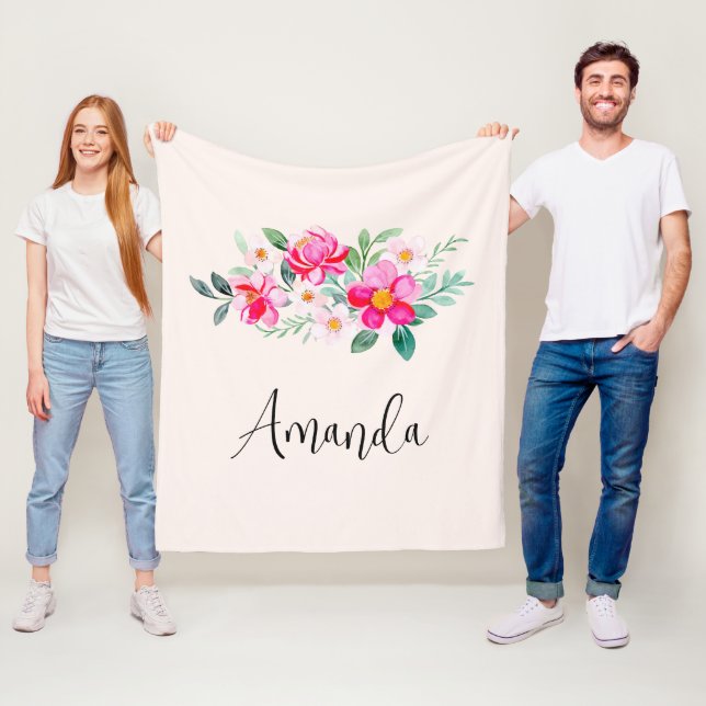 Hübsche rosa Blume Bouquet Fleecedecke (Beispiel)