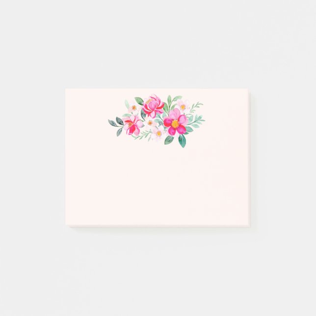 Hübsche rosa Blume Bouquet Post-it Klebezettel (Vorderseite)