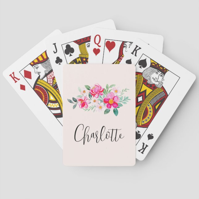 Hübsche rosa Blume Bouquet Spielkarten (Rückseite)