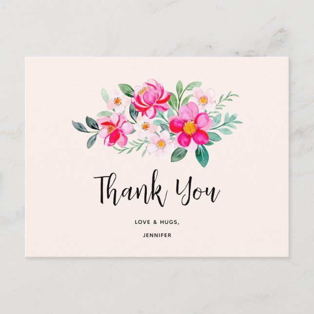 Hübsche rosa Blume Bouquet Vielen Dank Postkarte (Vorderseite)