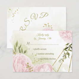 hübsche rosa Blume grün Blätter botanisch RSVP Karte