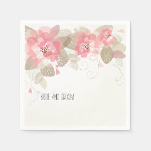 Hübsche Rosa Blume Hochzeit Serviette
