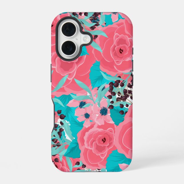Hübsche rosa Blume iPhone 16 Hülle (Rückseite)