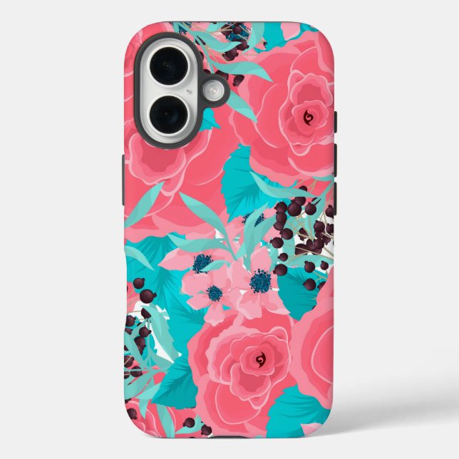Hübsche rosa Blume iPhone 16 Hülle (Rückseite)