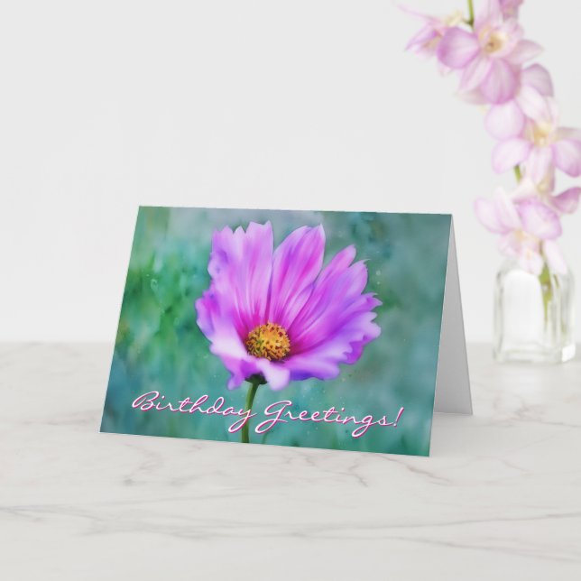 Hübsche rosa Blume Künstlerisch Geburtstagskarte Karte (Orchidee)