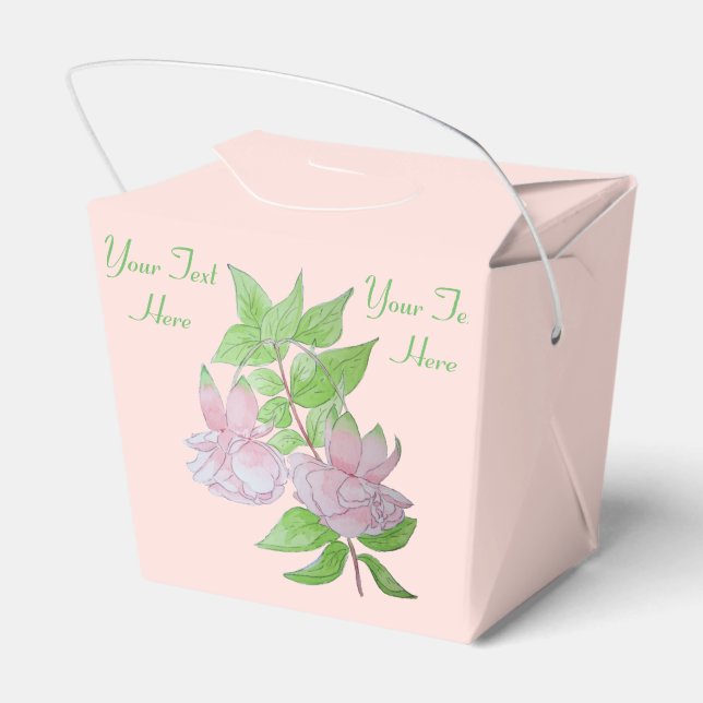 hübsche, rosa Blume mit Hochzeitsblättern Geschenkschachtel (Rückseite)