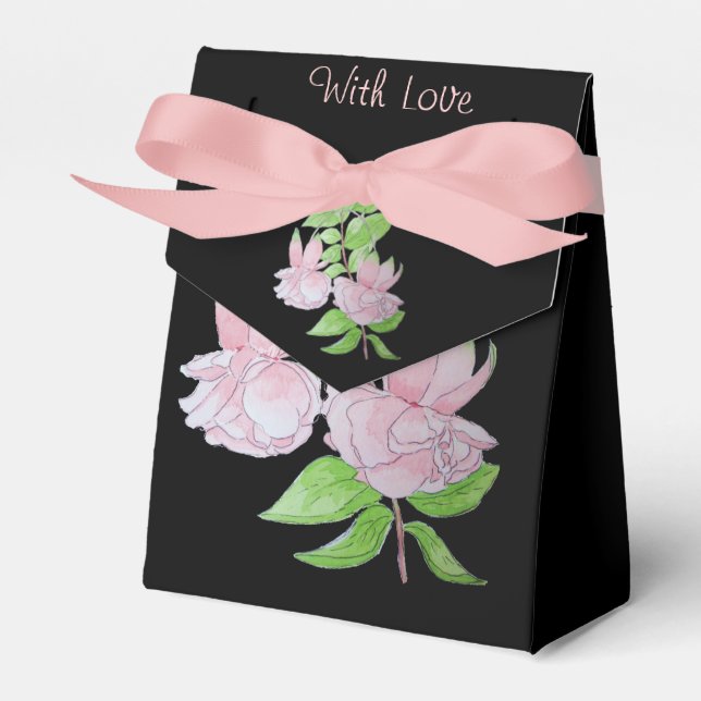 hübsche rosa Blume mit schwarzem Hintergrund Geschenkschachtel (Vorderseite)