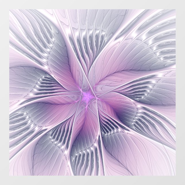Hübsche rosa Blume Moderne Abstrakte Fraktal Kunst Fensteraufkleber (Blatt)