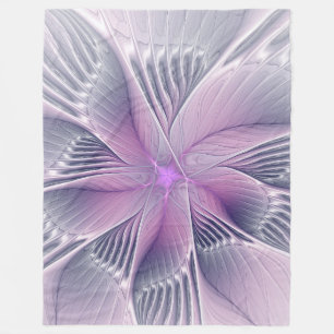Hübsche rosa Blume Moderne Abstrakte Fraktal Kunst Fleecedecke