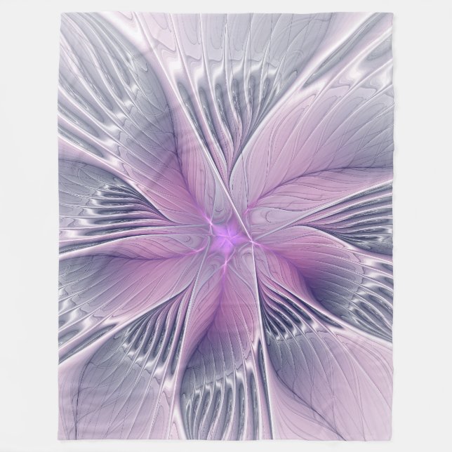 Hübsche rosa Blume Moderne Abstrakte Fraktal Kunst Fleecedecke (Vorderseite)