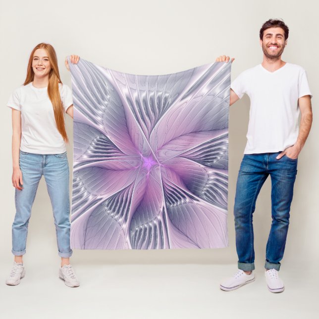 Hübsche rosa Blume Moderne Abstrakte Fraktal Kunst Fleecedecke (Beispiel)
