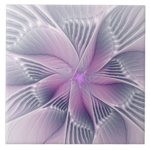 Hübsche rosa Blume Moderne Abstrakte Fraktal Kunst Fliese