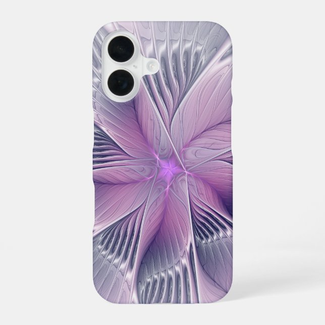 Hübsche rosa Blume Moderne Abstrakte Fraktal Kunst iPhone 16 Hülle (Rückseite)