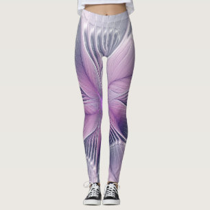 Hübsche rosa Blume Moderne Abstrakte Fraktal Kunst Leggings