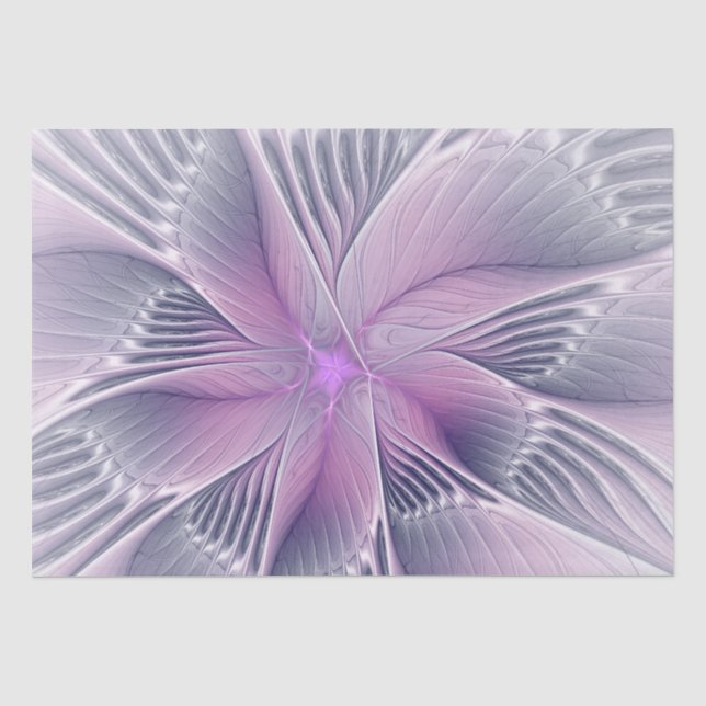 Hübsche rosa Blume Moderne Abstrakte Fraktal Kunst Seidenpapier (Vorderseite)