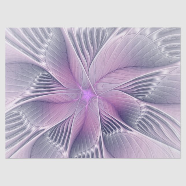 Hübsche rosa Blume Moderne Abstrakte Fraktal Kunst Seidenpapier (Vorderseite)