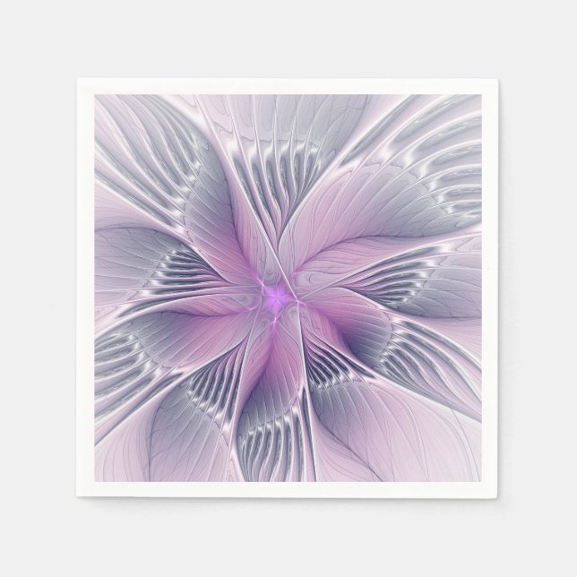 Hübsche rosa Blume Moderne Abstrakte Fraktal Kunst Serviette (Vorderseite)