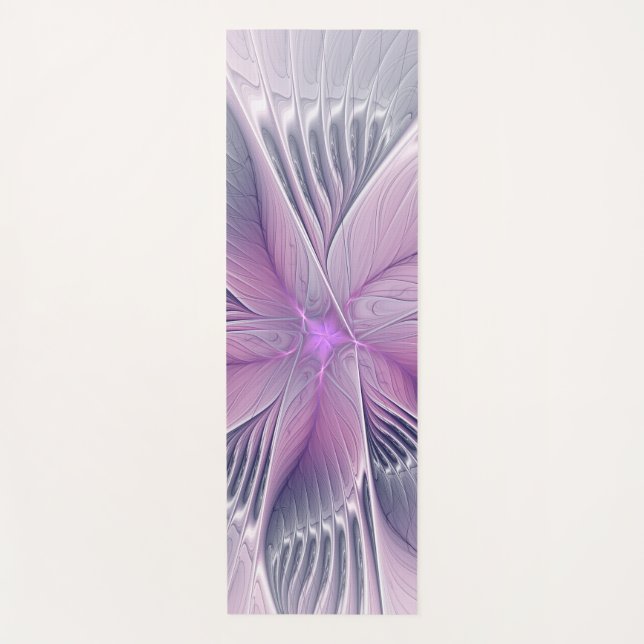 Hübsche rosa Blume Moderne Abstrakte Fraktal Kunst Yogamatte (Vorderseite)