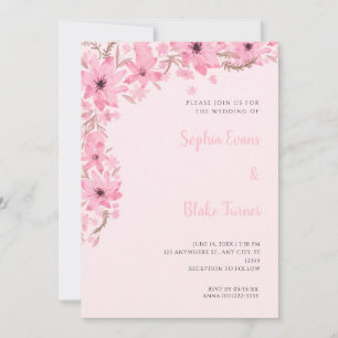 Hübsche rosa Blume Romantische weich rosa Hochzeit Einladung